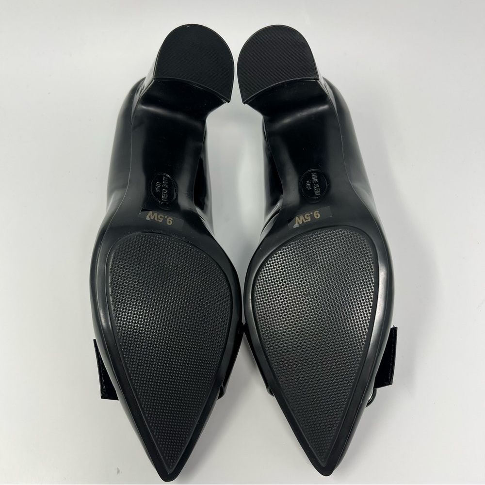 Anne Klein Black Patent Block Heel Pumps with Buckle - Picture 6 of 7